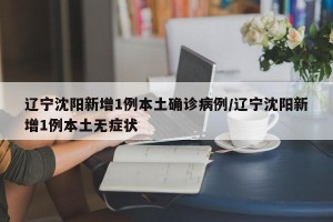 辽宁沈阳新增1例本土确诊病例/辽宁沈阳新增1例本土无症状